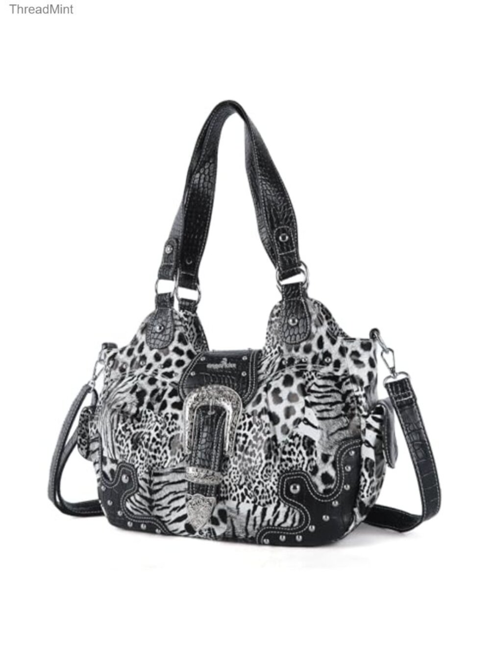 Vegan Leather Hobo Bag Women's Chic Shoulder Crossbody Purse with Metal Studs